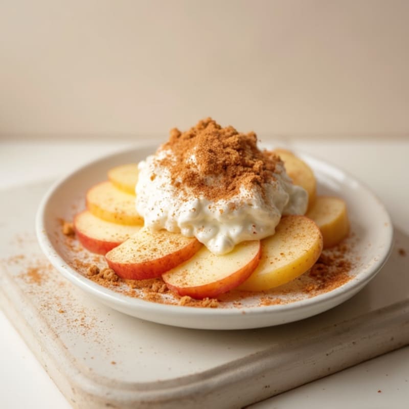 Cottage Cheese with Sliced Apple and Cinnamon