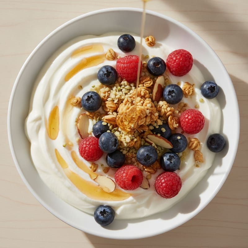 Silky Greek Yogurt Bowl with Mixed Berries and Protein Crunch