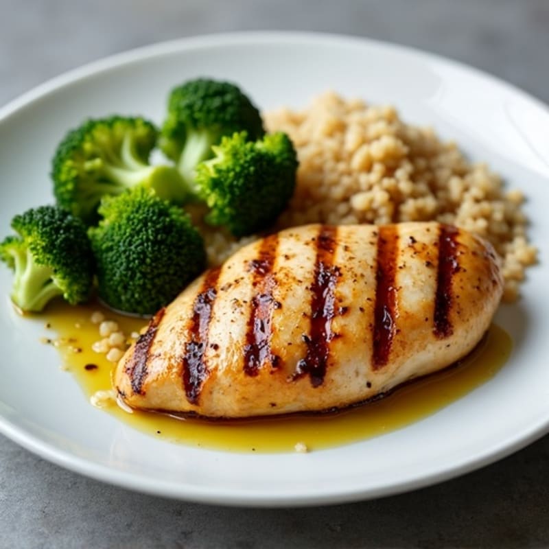 Grilled Chicken Breast with Roasted Broccoli and Quinoa