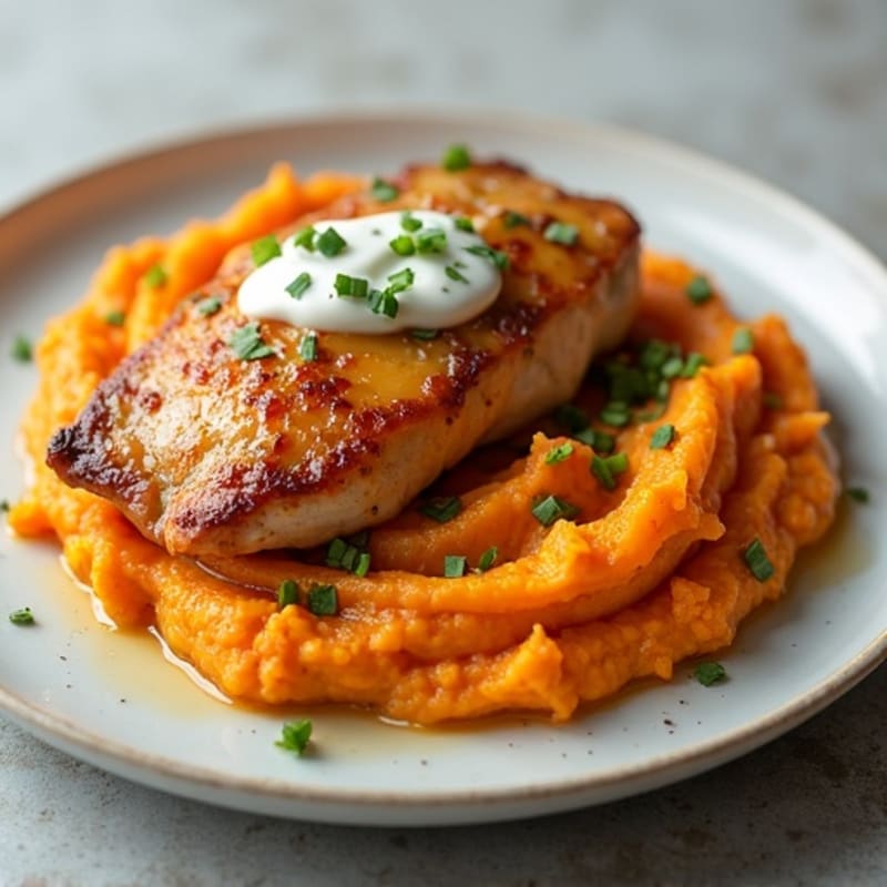 Maple-Glazed Chicken with Creamy Sweet Potato Mash