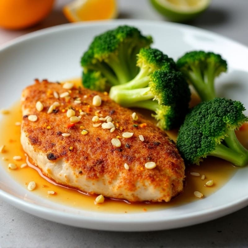 Crispy Orange Chicken with Roasted Broccoli
