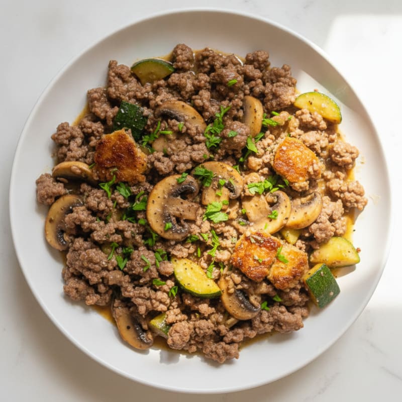 Garlic Herb Beef and Mushroom Skillet