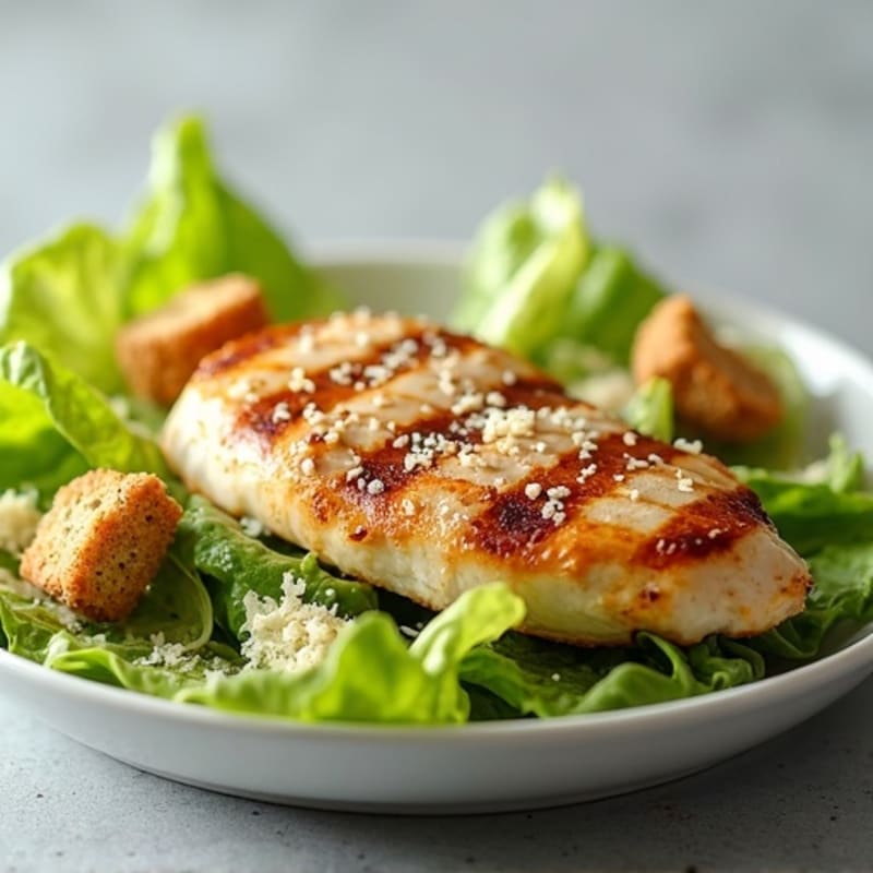 Grilled Chicken Caesar Salad with Crispy Romaine