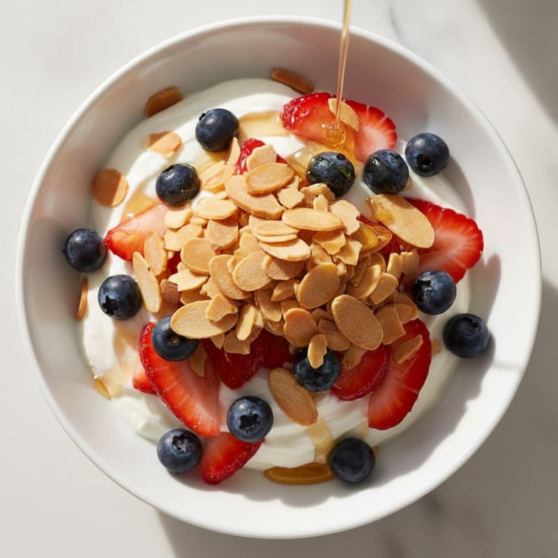 Greek Yogurt Parfait with Fresh Berries and Almonds