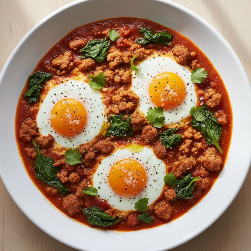 Creamy Baked Eggs with Smoky Chorizo