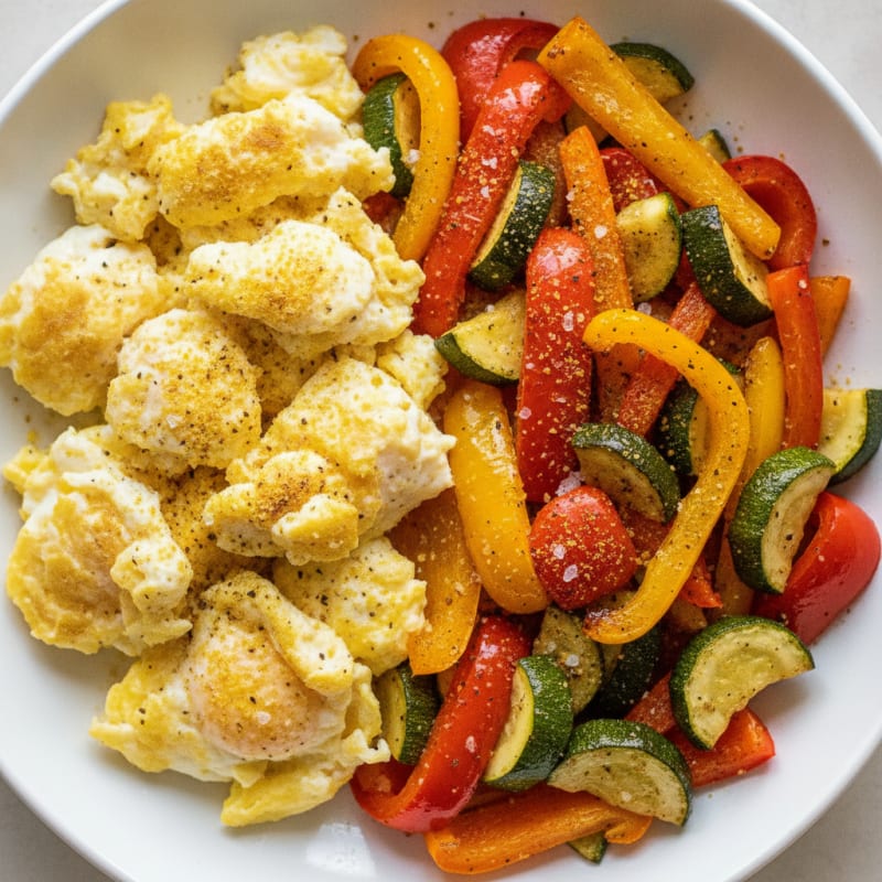 Hearty Scrambled Eggs with Roasted Vegetables