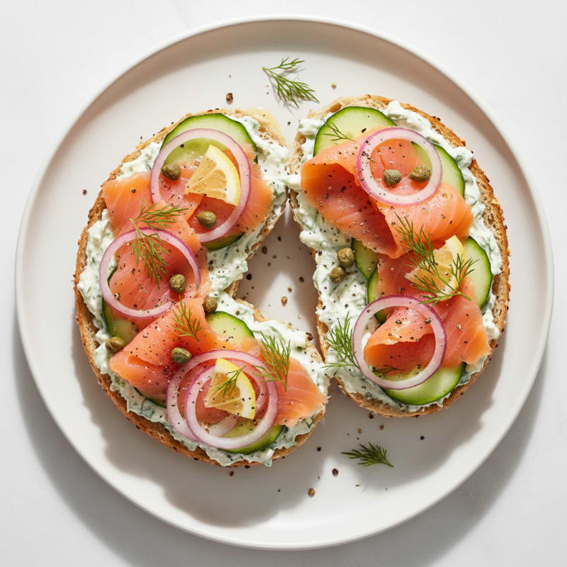 Creamy Smoked Salmon Everything Bagel