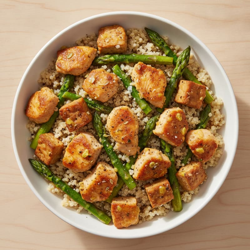 Lemon Herb Chicken and Tempeh Quinoa Bowl