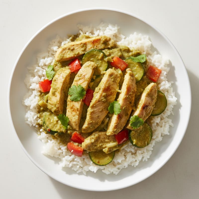 Green Curry Chicken with Coconut Rice