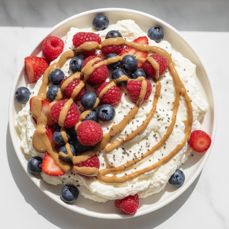 Greek Yogurt Protein Mousse with Mixed Berries