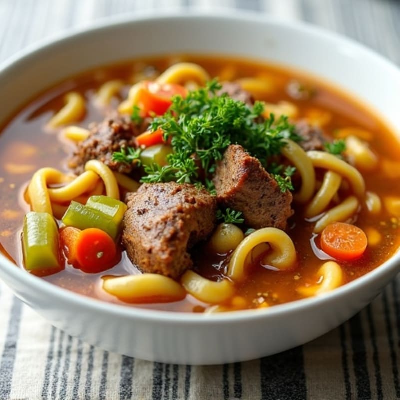 Slow-Cooked Oxtail Noodle Soup with Fresh Herbs