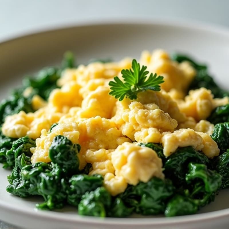 Egg White and Cottage Cheese Scramble with Sautéed Spinach