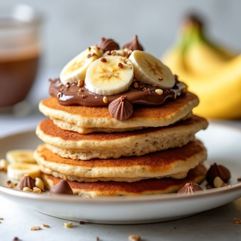 Fluffy Banana Protein Pancakes with Creamy Chocolate Hazelnut Filling
