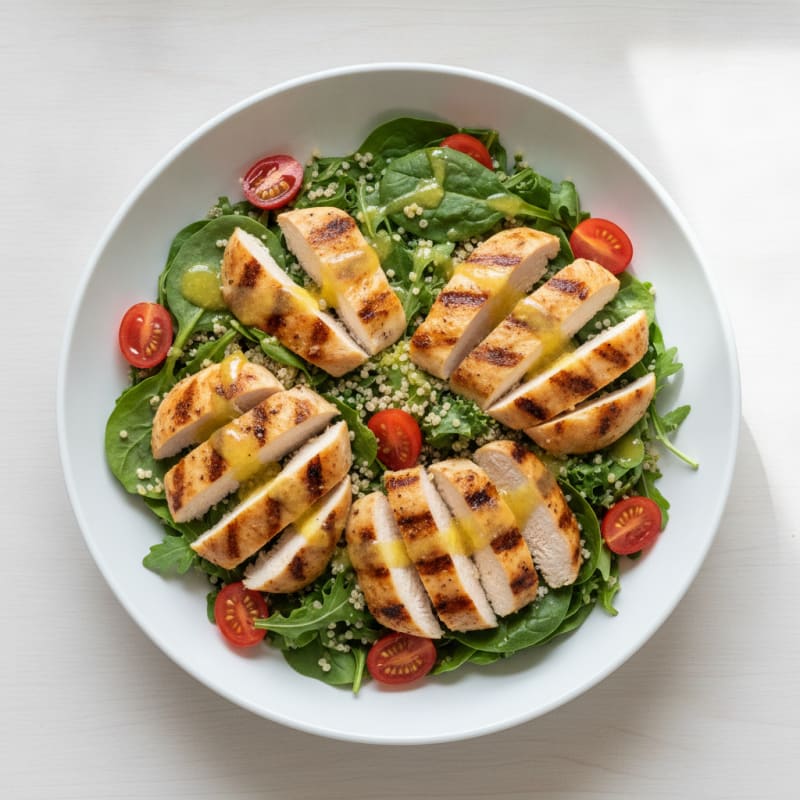 Grilled Chicken and Quinoa Salad with Mixed Greens