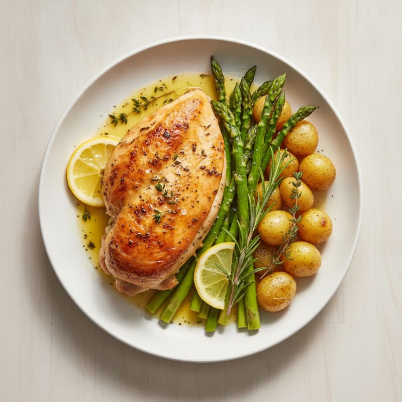 Lemon Herb Roasted Chicken with Asparagus