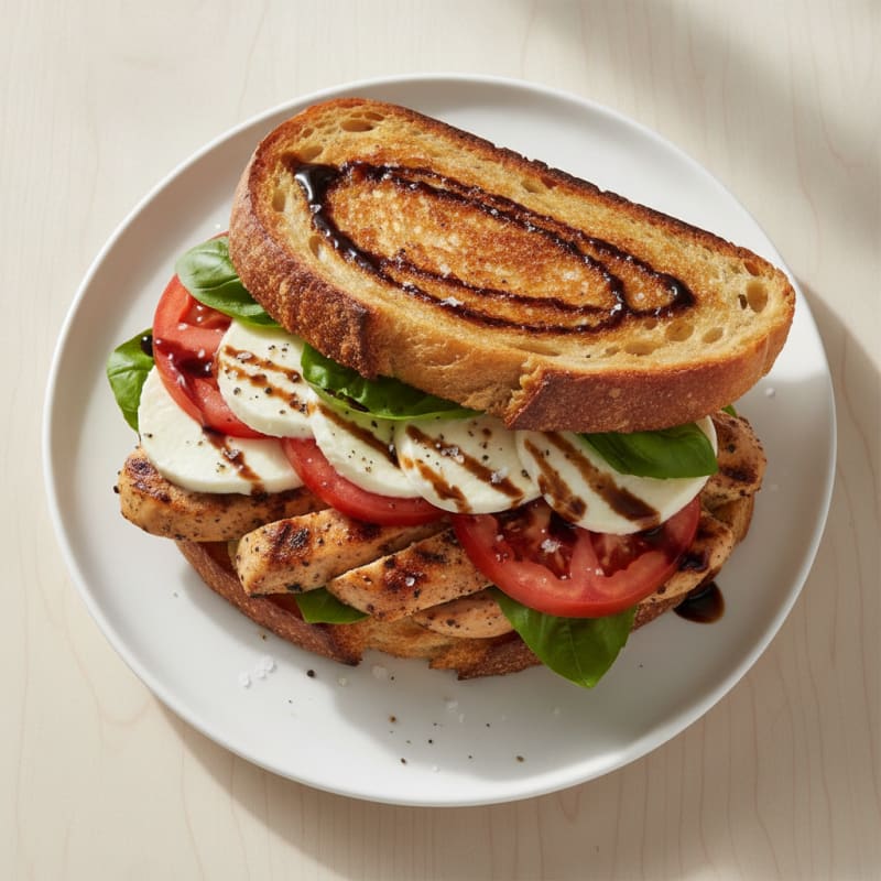 Grilled Chicken Caprese Sandwich with Balsamic Glaze