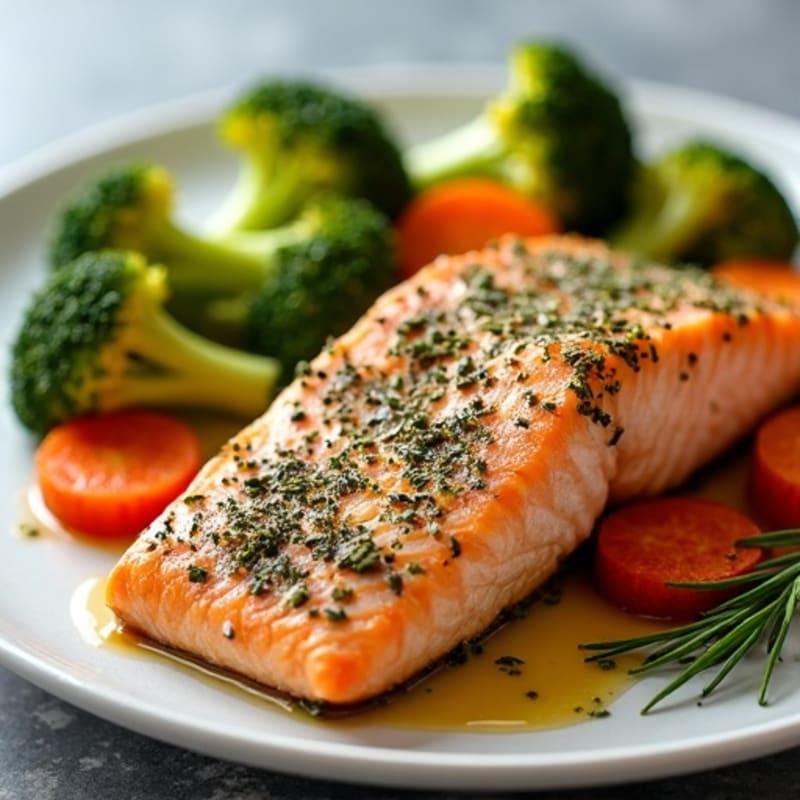 Herb-Crusted Baked Salmon with Roasted Vegetables