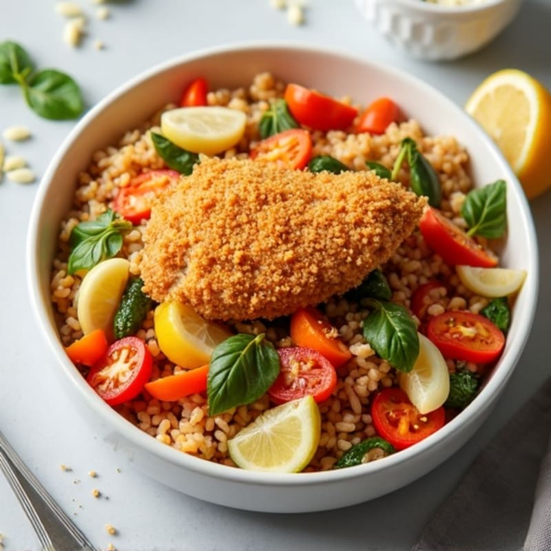 Crispy Chicken and Veggie Brown Rice Skillet