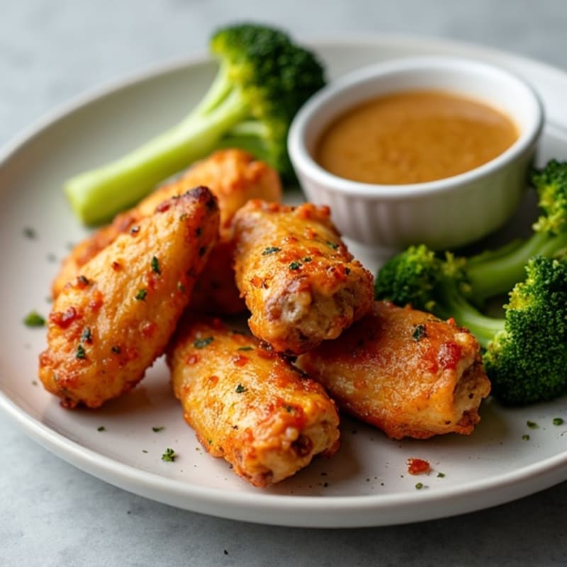 Crispy Baked Honey Garlic Chicken Wings with Roasted Broccoli