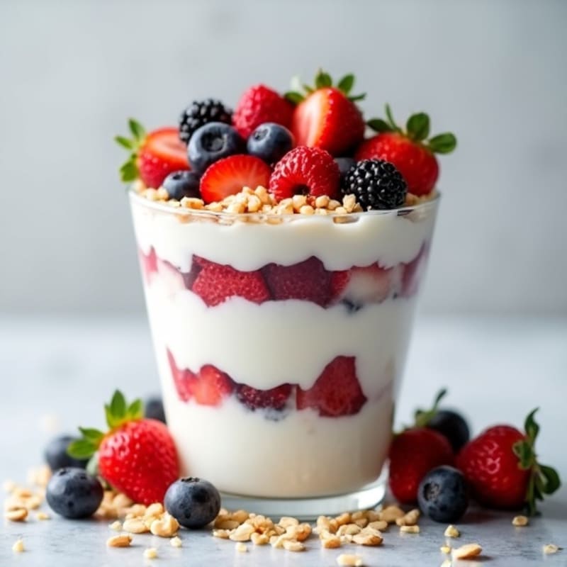 Creamy Greek Yogurt Parfait with Fresh Berries and Almonds