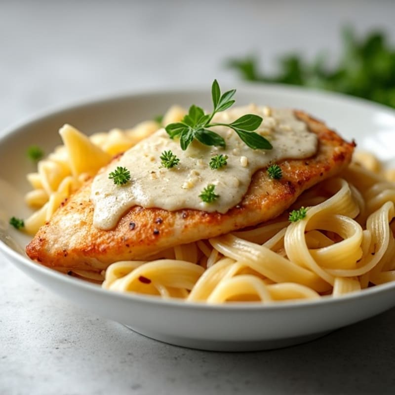 Creamy Garlic Parmesan Chicken with Whole Wheat Pasta