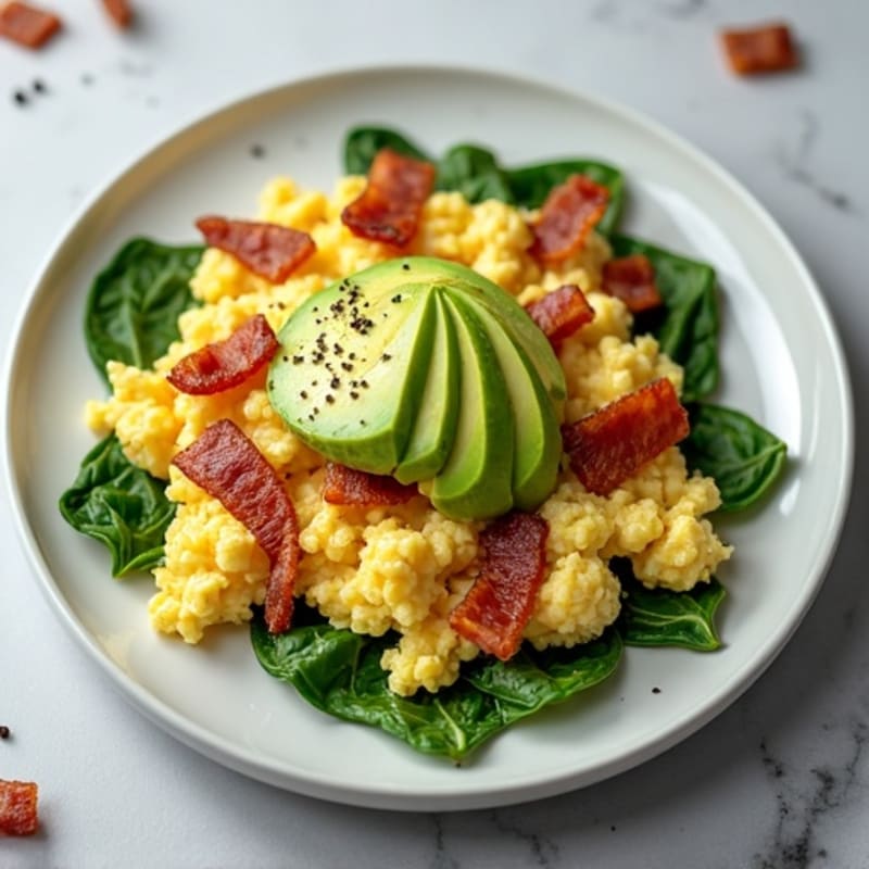 Egg White Scramble with Spinach and Turkey Bacon