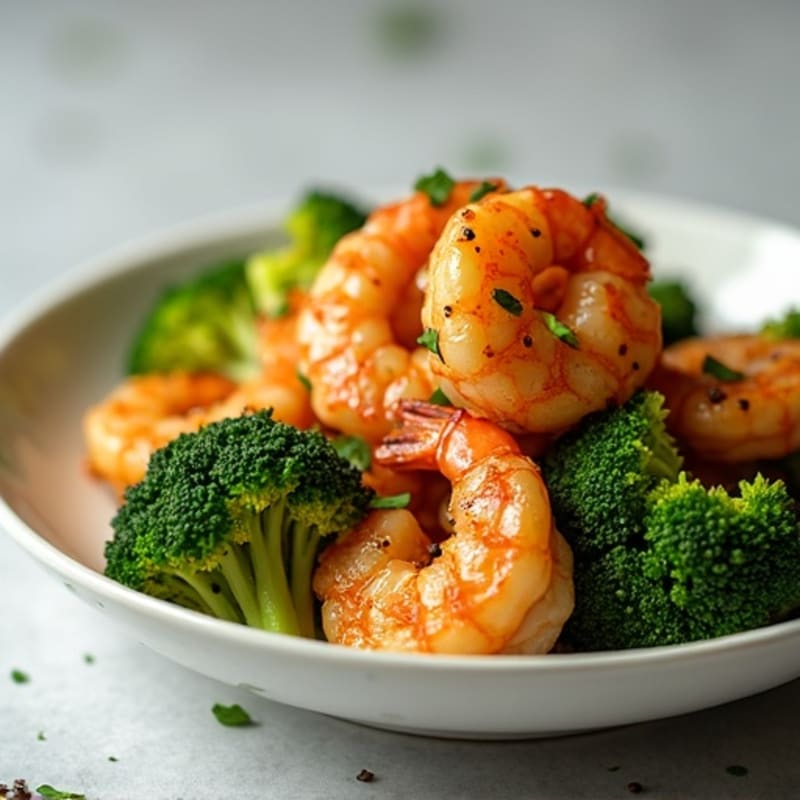 Crispy Lemon Garlic Shrimp with Roasted Broccoli