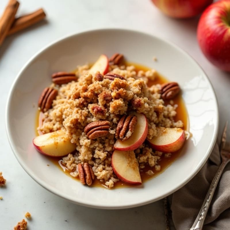 Warm Apple Cinnamon Baked Oatmeal with Crispy Pecan Topping