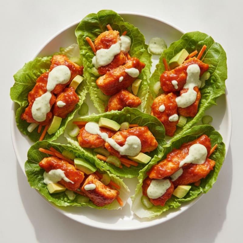 Buffalo Ranch Chicken Lettuce Wraps