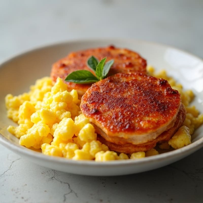 Crispy Pan-Seared Spam with Fluffy Scrambled Eggs