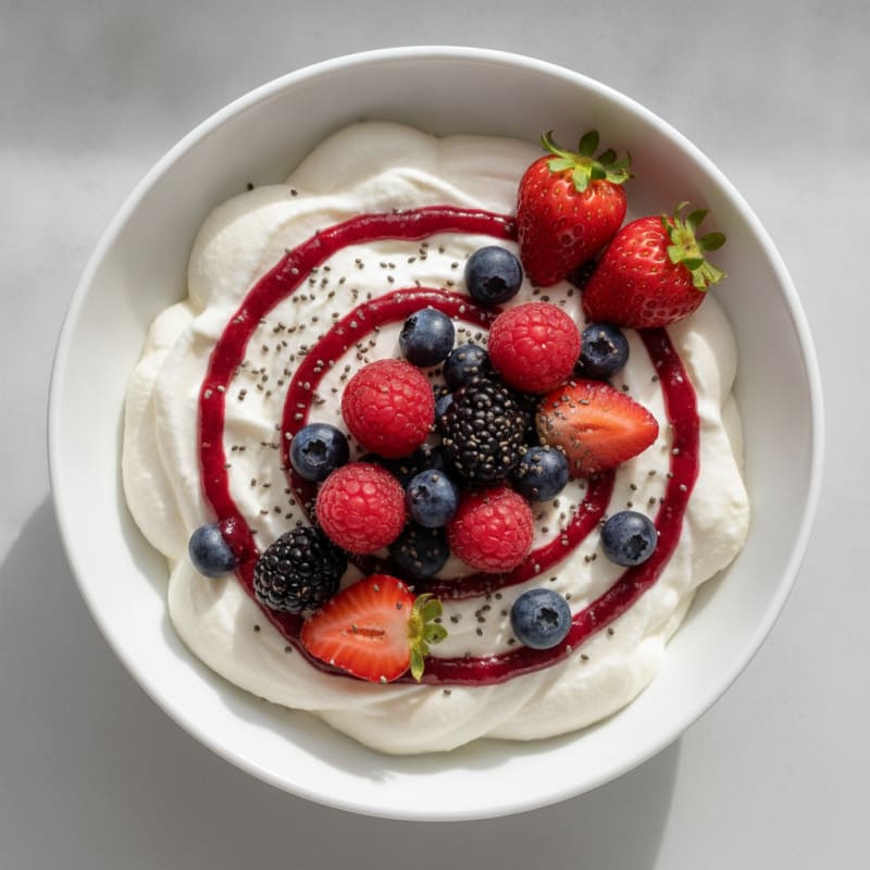Greek Yogurt Protein Mousse with Mixed Berries