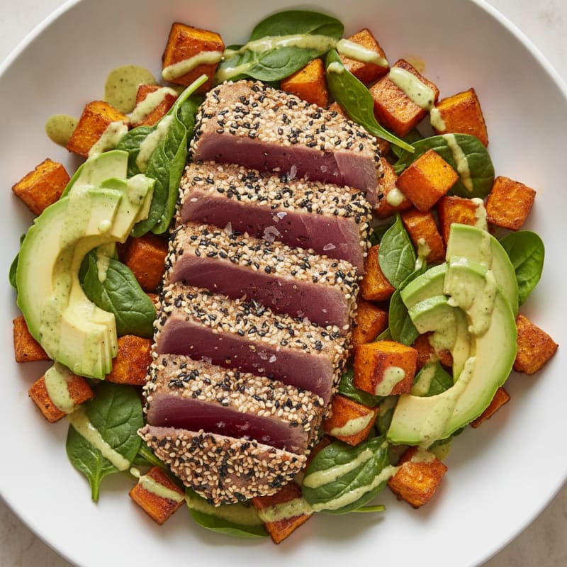 Seared Tuna Sweet Potato Power Bowl