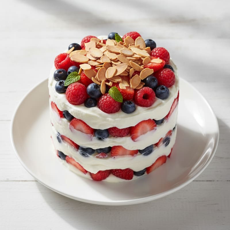 Greek Yogurt Protein Parfait with Mixed Berries and Almonds