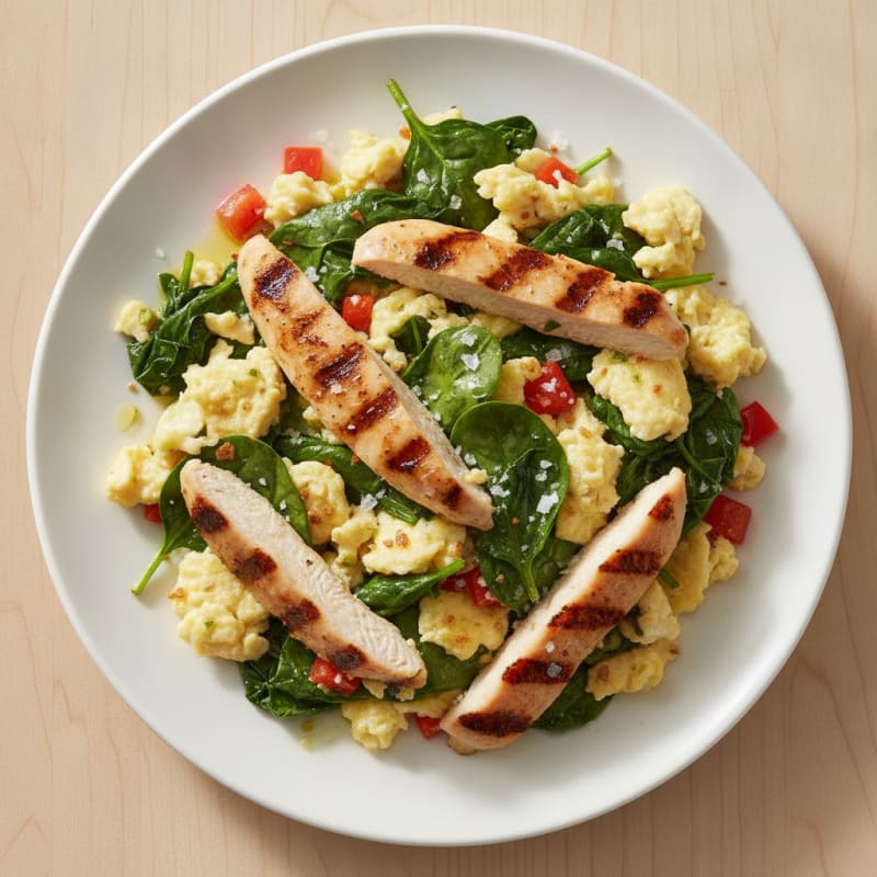 Egg White Scramble with Spinach and Grilled Chicken