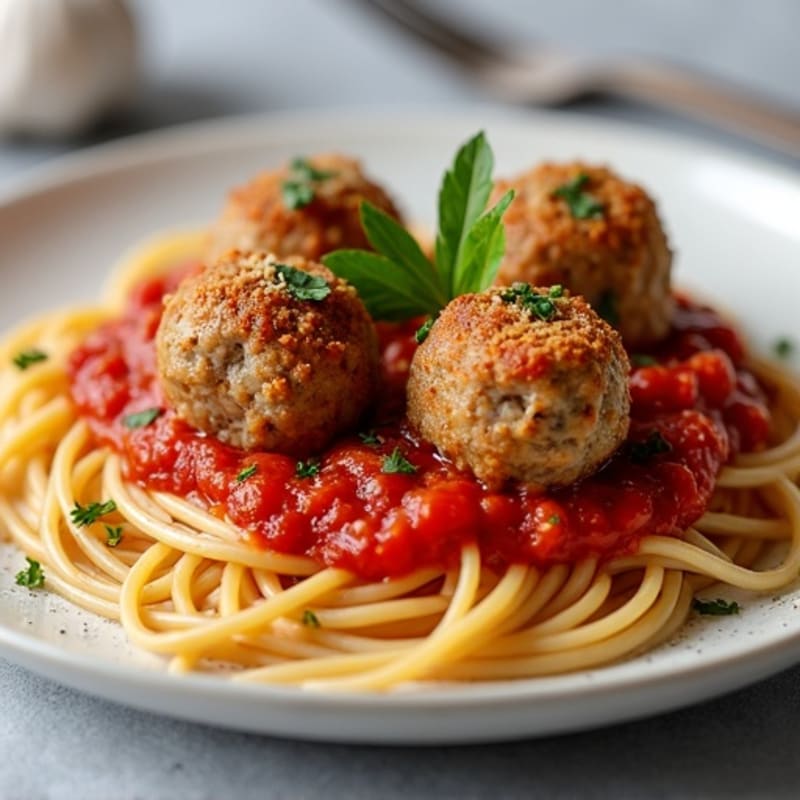 Lean Turkey Meatballs with Whole Wheat Spaghetti and Fresh Marinara