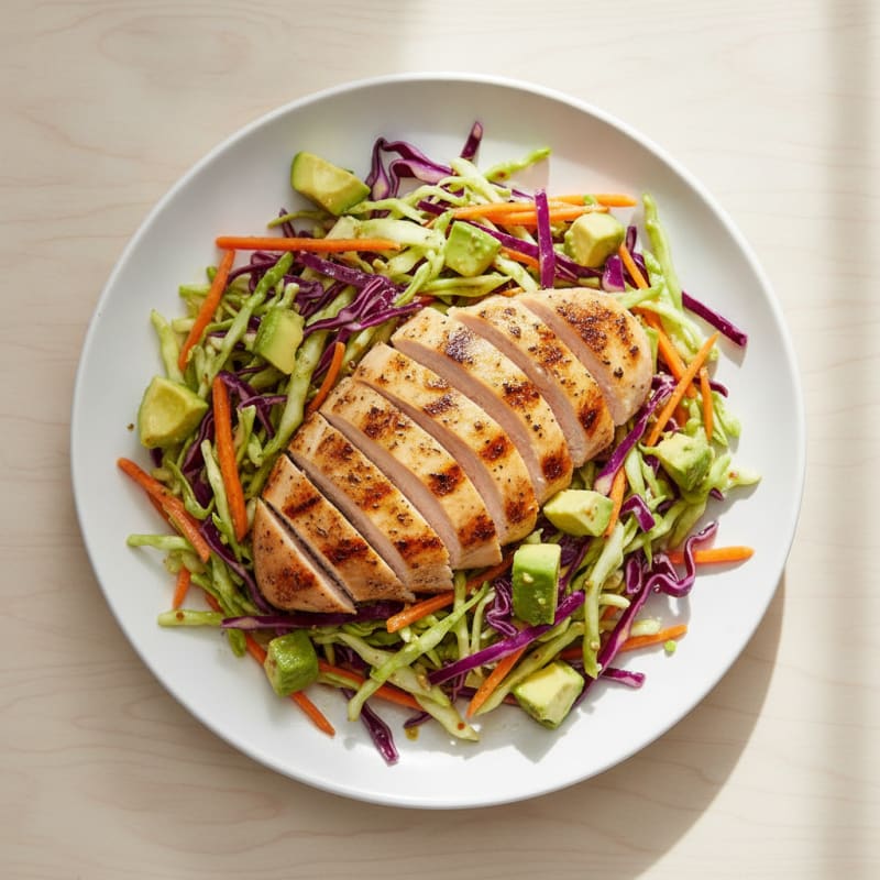 Grilled Chicken Breast with Crunchy Cabbage Slaw