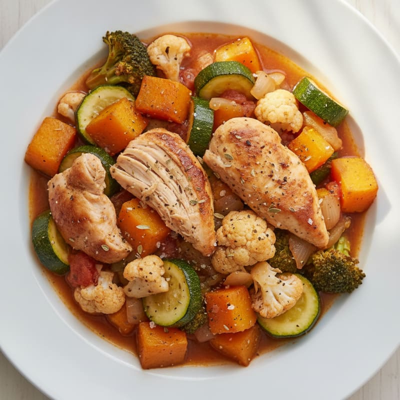 Chicken and Roasted Vegetable Stew