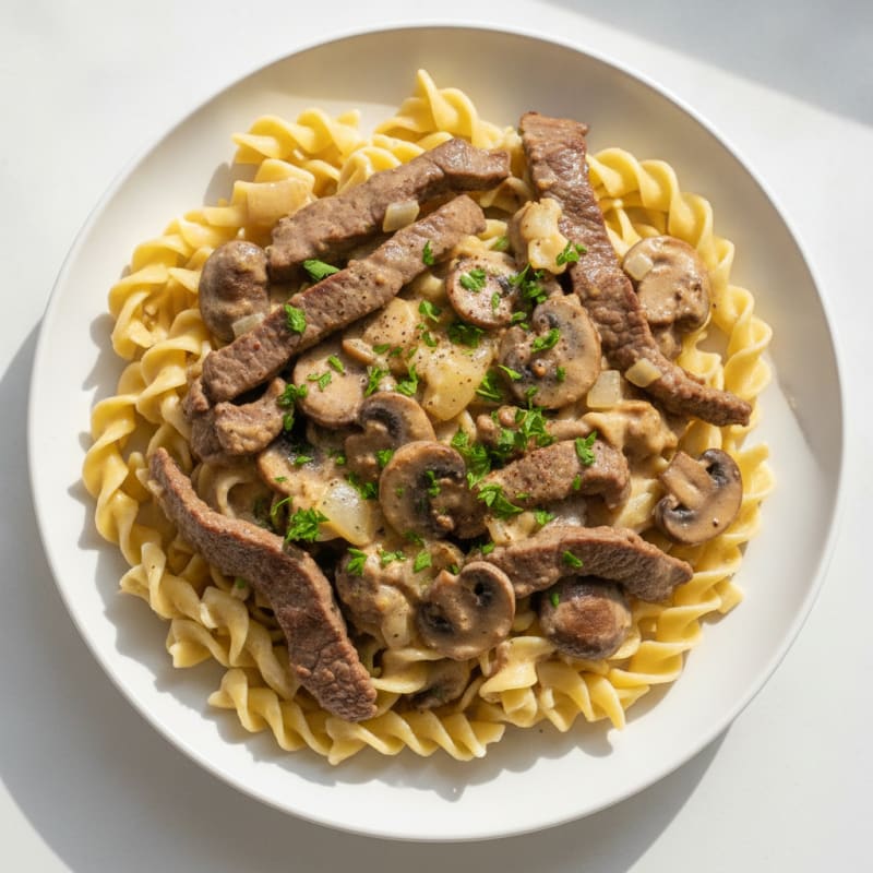 Classic Beef Stroganoff with Egg Noodles