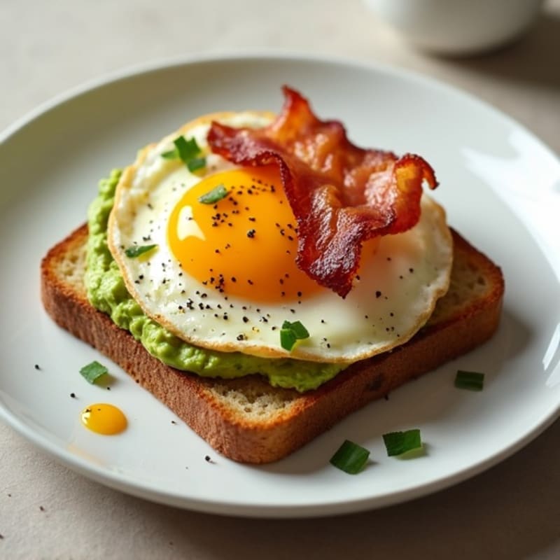 Egg and Avocado Toast with Crispy Bacon