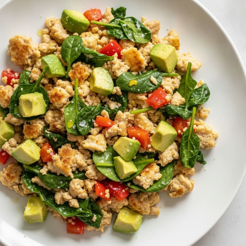 Egg White and Turkey Scramble with Spinach