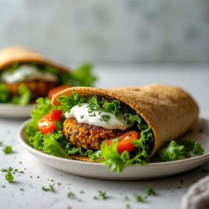 Black Bean Veggie Burger Wrap with Fresh Greens