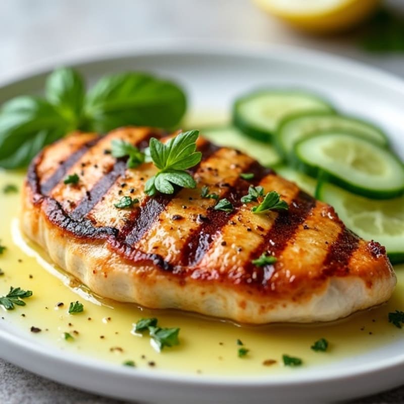 Grilled Chicken Breast with Crunchy Cucumber Salad