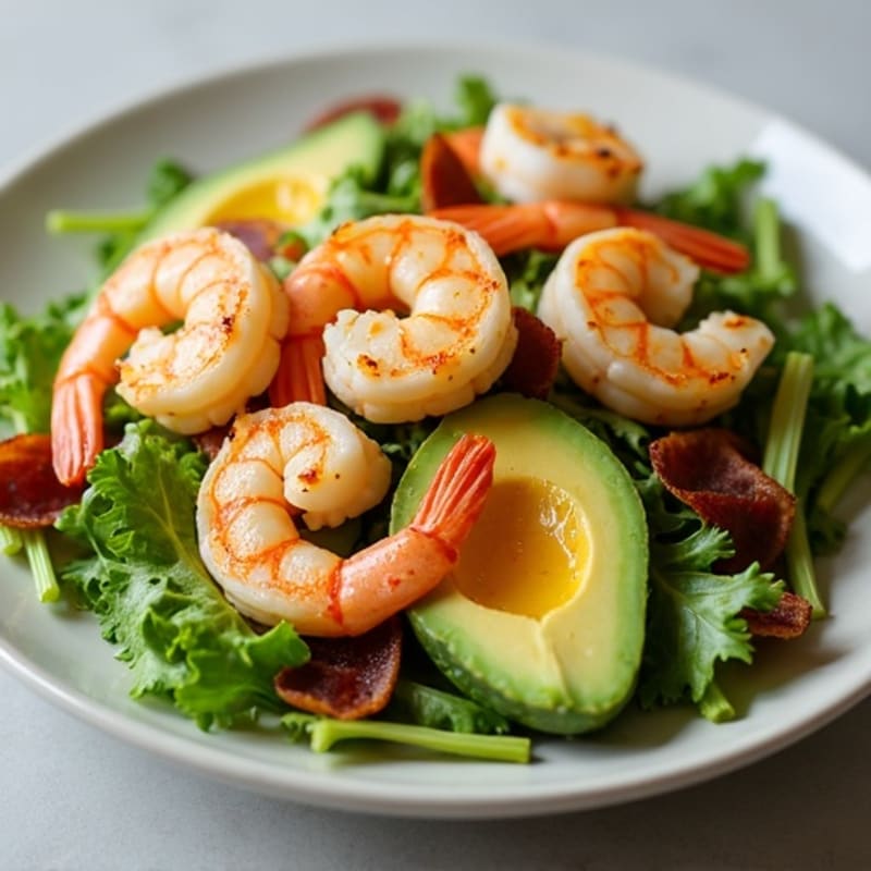 Grilled Shrimp and Avocado Salad with Fresh Greens
