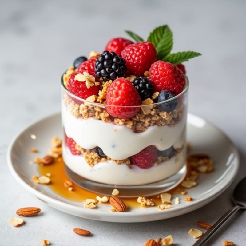 Creamy Greek Yogurt Parfait with Berries and Almonds