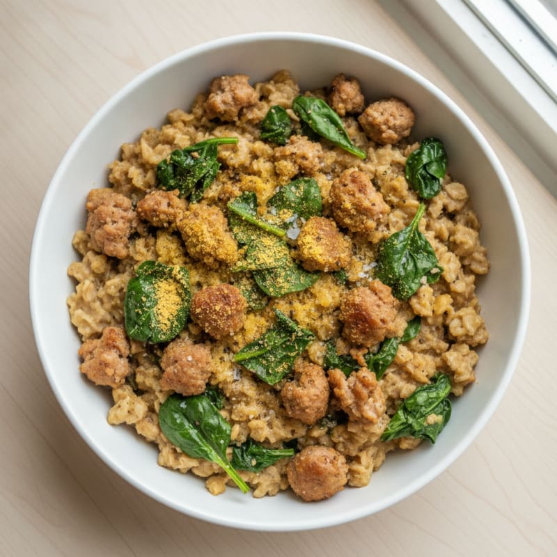 Savory Sausage and Spinach Oatmeal