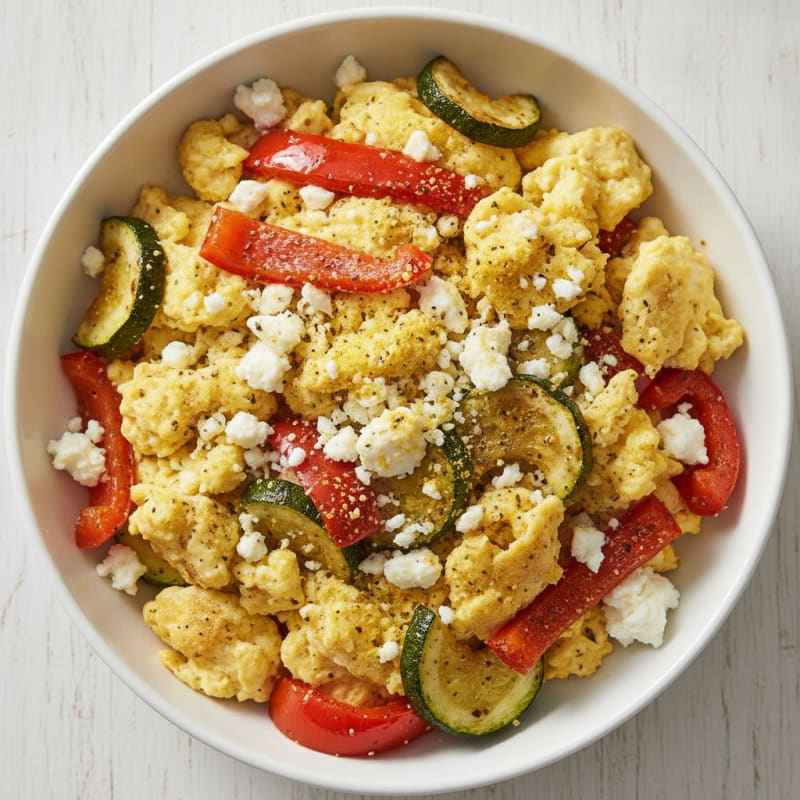 Hearty Scrambled Eggs with Roasted Vegetables