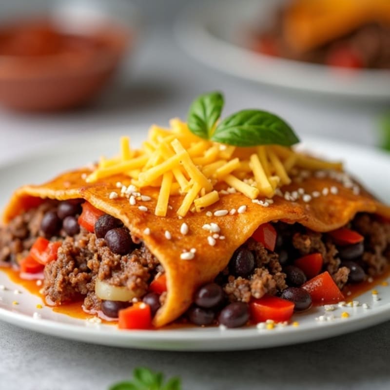 Hearty Lean Ground Beef and Black Bean Baked Enchilada