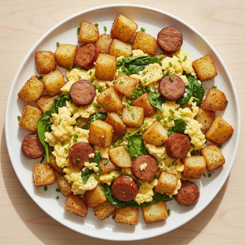 Hearty Scrambled Eggs with Roasted Potatoes