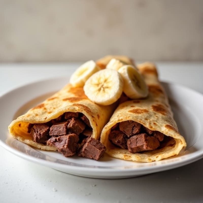 Fresh Banana and Rich Chocolate Stuffed Whole Wheat Crepes