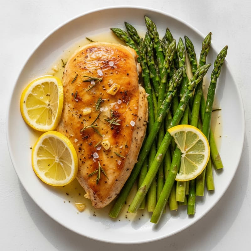 Lemon Herb Roasted Chicken with Asparagus
